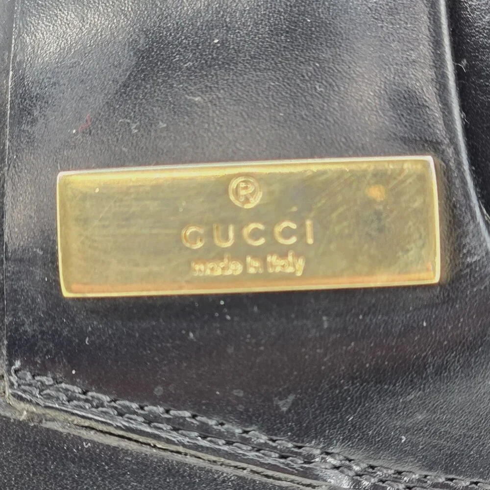 Gucci Italian Luxury Dress Shoes Mens size 10.5 Black Leather Square-toe Loafers